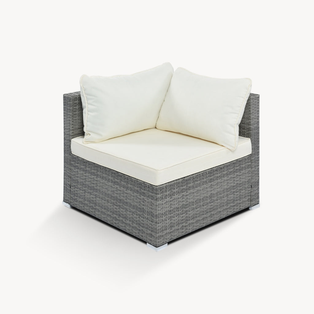 8-Piece Outdoor Patio Wicker Sofa Set Beige Cushions