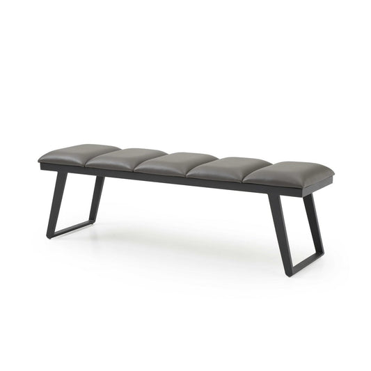 57" Gray Upholstered Faux Leather Bench - Anthony & Home
