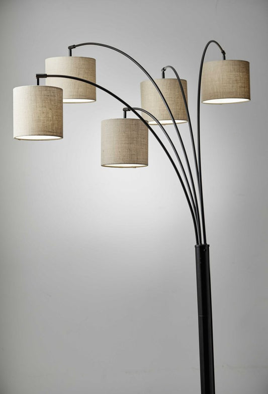 Bronze 82 Inch Five Light Tree Floor Lamp Beige Drum Shade