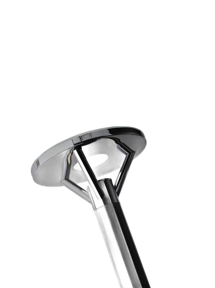 Frosted Glass Shade Uplighting Torchiere In Brushed Steel