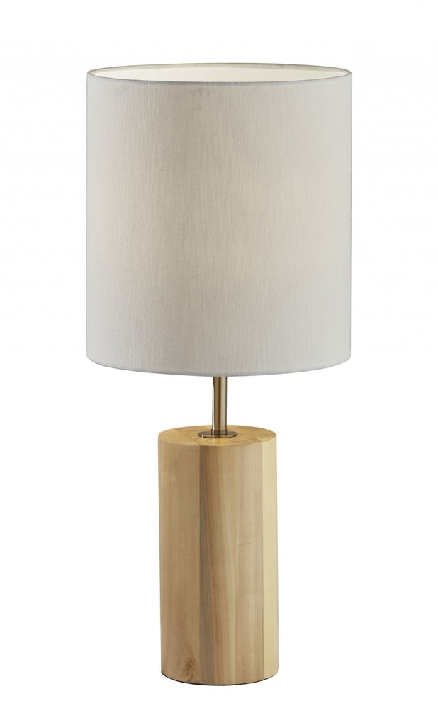 Natural wood circular block table lamp by HomeRoots, featuring a round wooden base and modern design for stylish lighting.