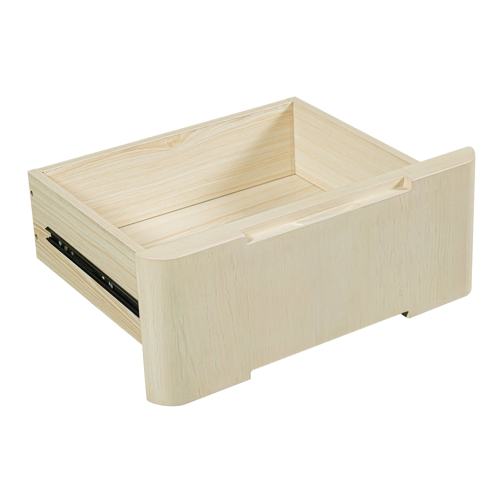 Natural wood L-shaped desk from Anthony & Home, 90-inch Atelier desk with spacious work surface and modern design.