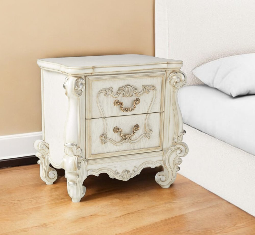 31" Brown Two Drawers Nightstand