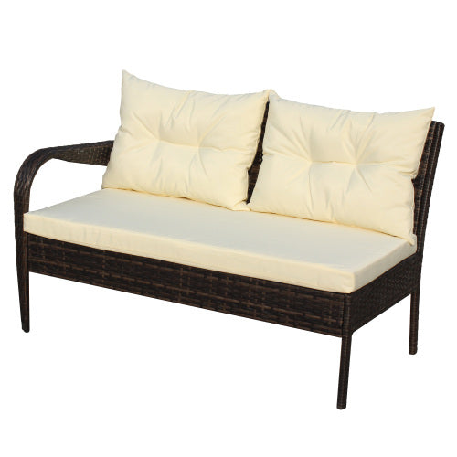 Outdoor 3 Piece Conversation Set Wicker Rattan Sofa Cushions