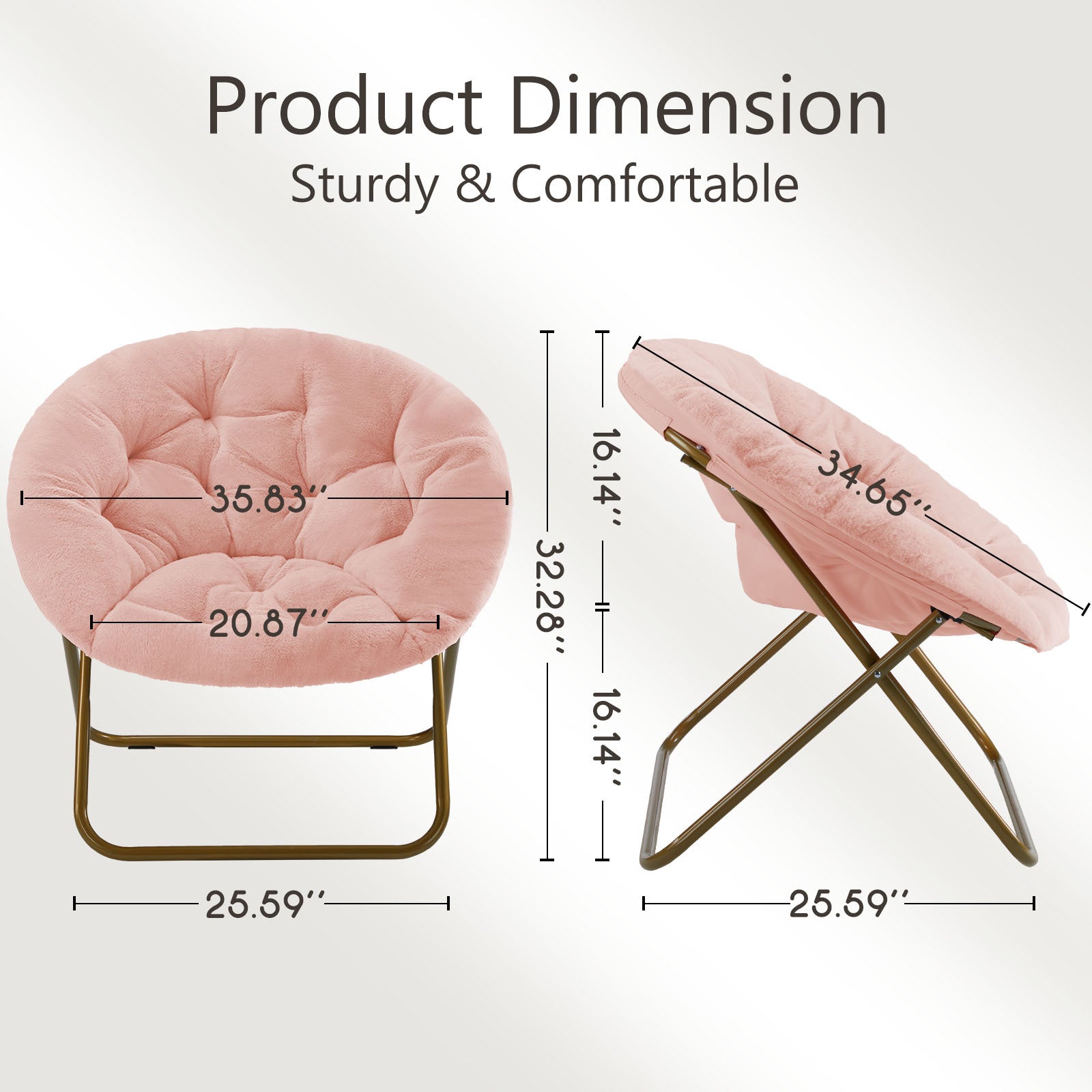 White Faux Fur Disc Chair For Bedroom And Living Room