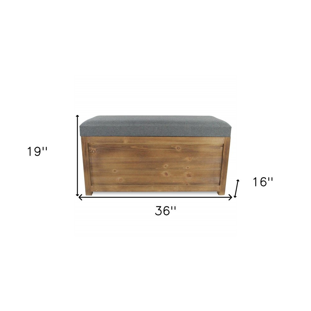 Set of 2 gray linen fabric and wood storage benches by HomeRoots, featuring rectangular design and sturdy wooden legs.