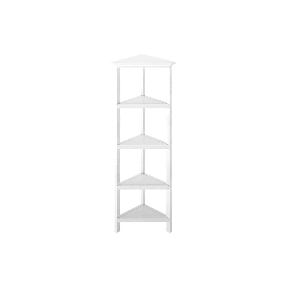 White Solid Wood Corner Bookcase