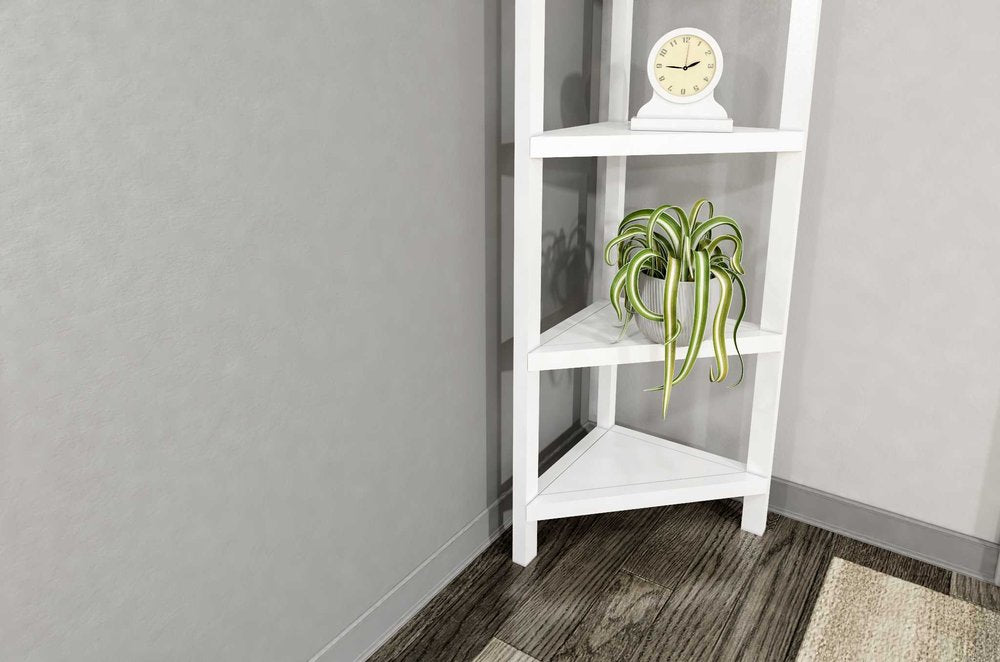 White Solid Wood Corner Bookcase