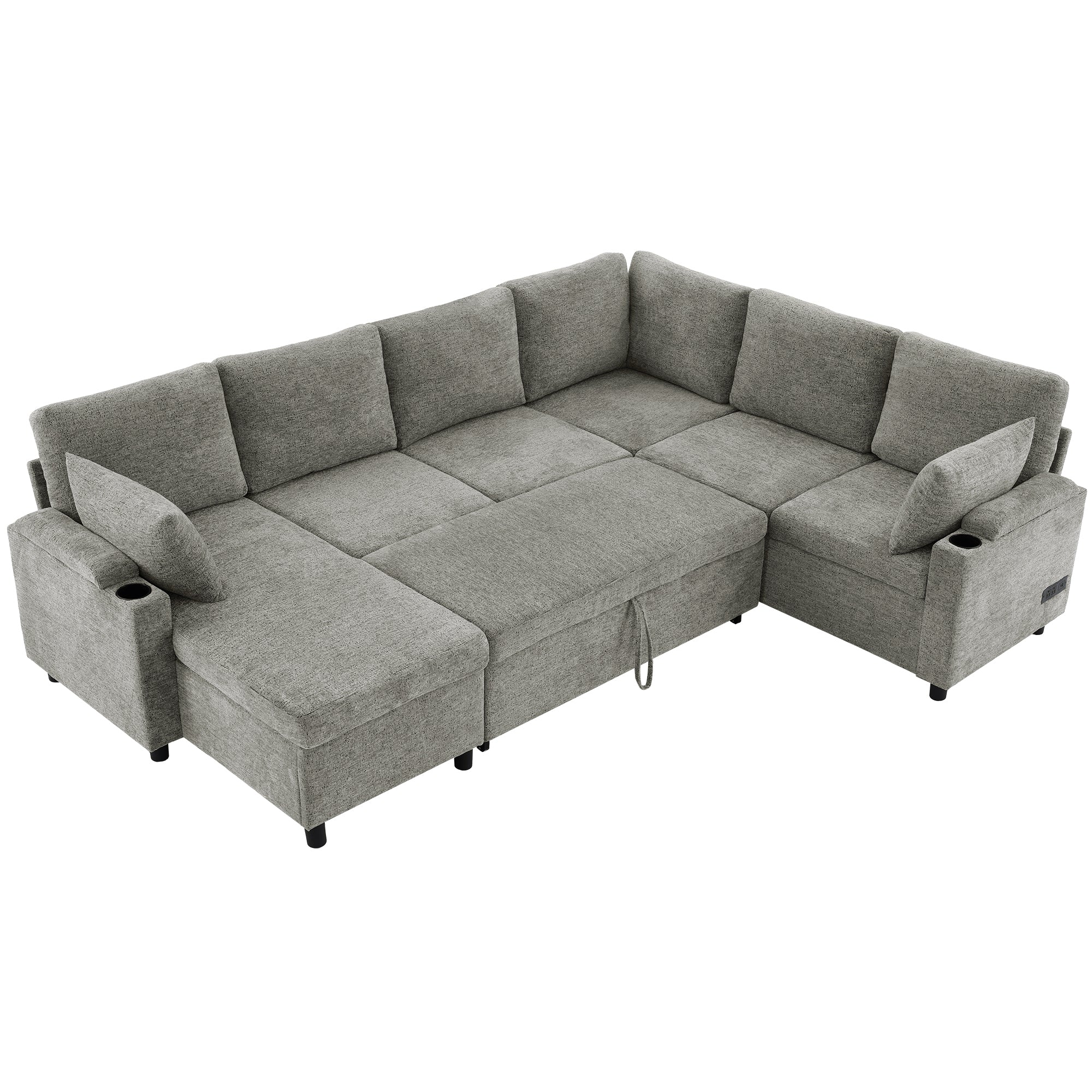 Light grey Anthony & Home chenille sectional sofa bed from the exclusive edition, showcasing plush upholstery and spacious seating.