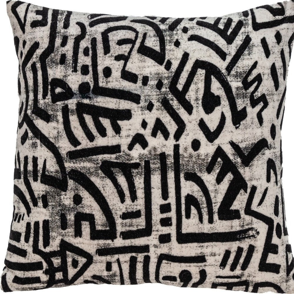 Black And White Abstract Velvet Throw Pillow - Anthony & Home