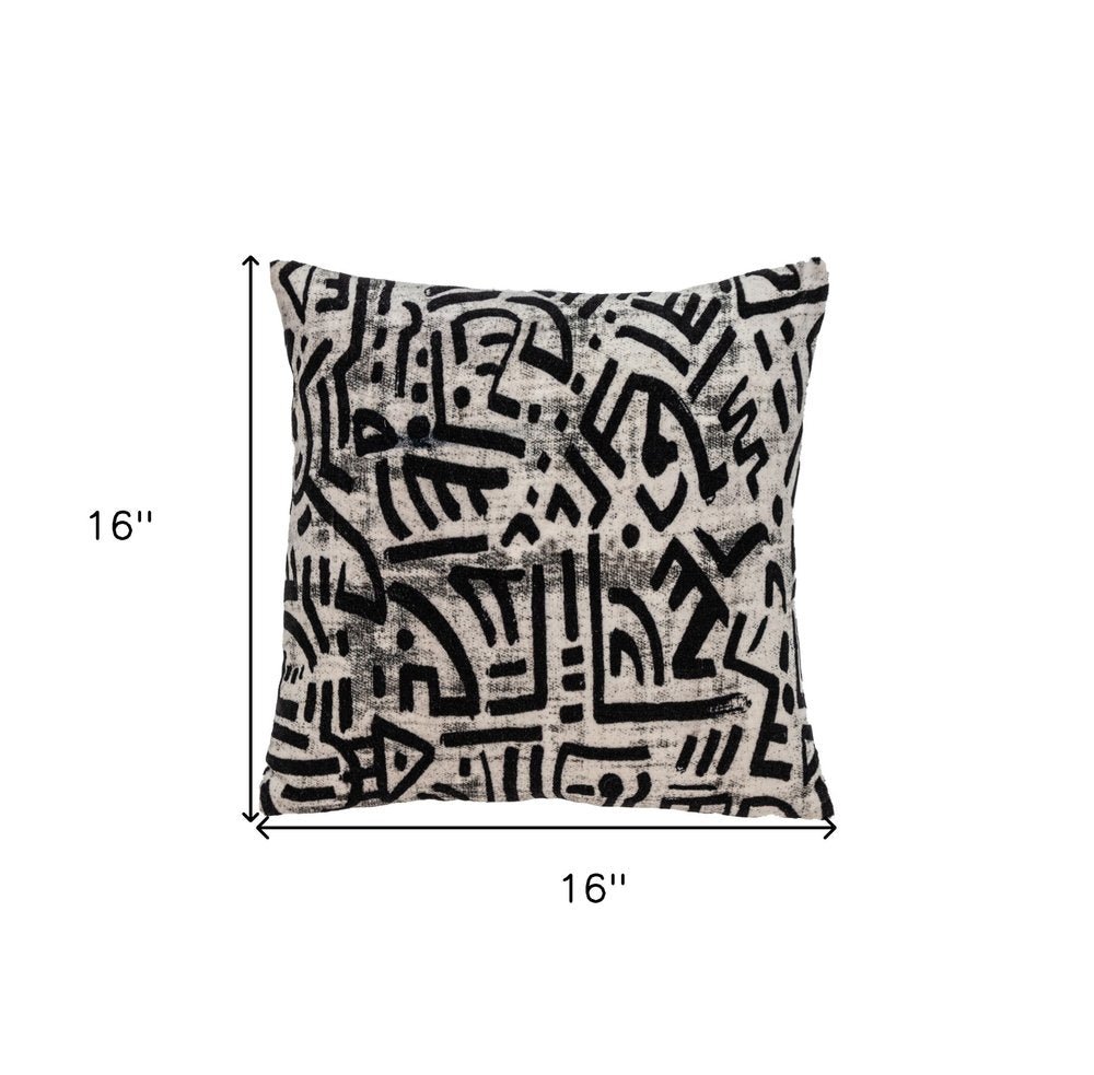 Black And White Abstract Velvet Throw Pillow - Anthony & Home