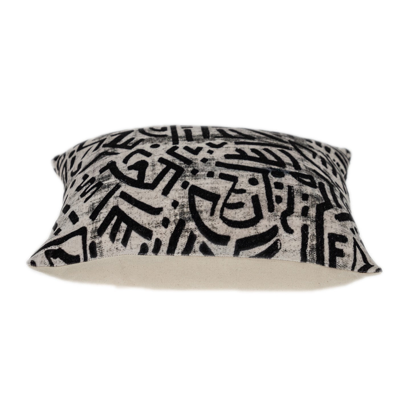 Black And White Abstract Velvet Throw Pillow-3
