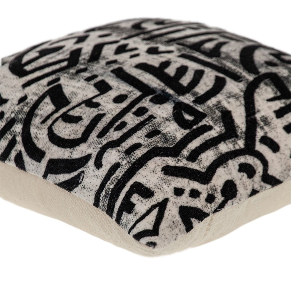 Black And White Abstract Velvet Throw Pillow - Anthony & Home