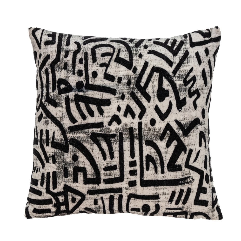 Black And White Abstract Velvet Throw Pillow - Anthony & Home