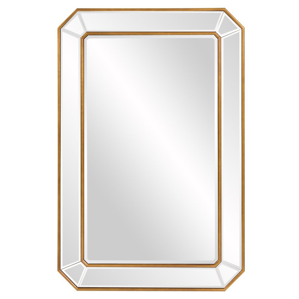 Recatngle Gold Leaf Mirror With Angled Corners Frame - Anthony & Home