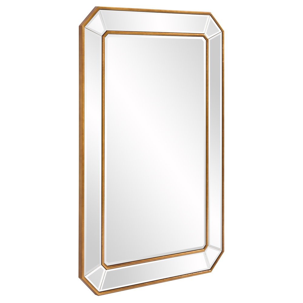 Recatngle Gold Leaf Mirror With Angled Corners Frame - Anthony & Home