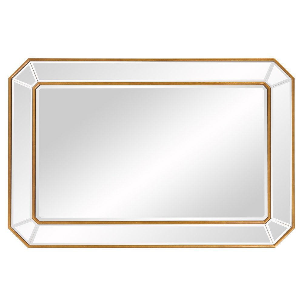 Recatngle Gold Leaf Mirror With Angled Corners Frame - Anthony & Home