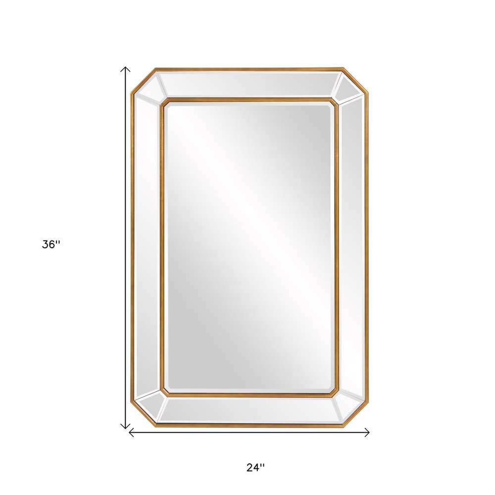 Recatngle Gold Leaf Mirror With Angled Corners Frame - Anthony & Home