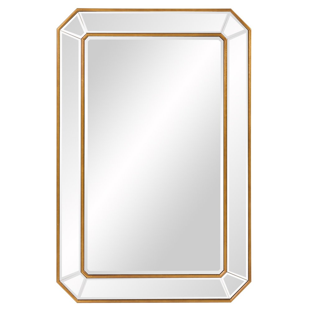 Recatngle Gold Leaf Mirror With Angled Corners Frame - Anthony & Home
