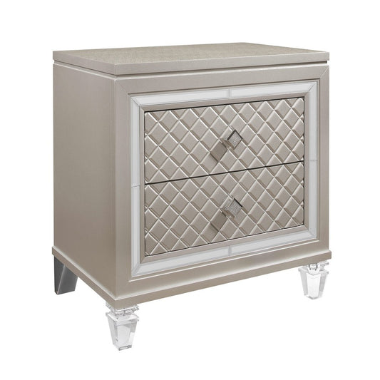 26" Solid and Manufactured Wood And Mirrored Glass Nightstand