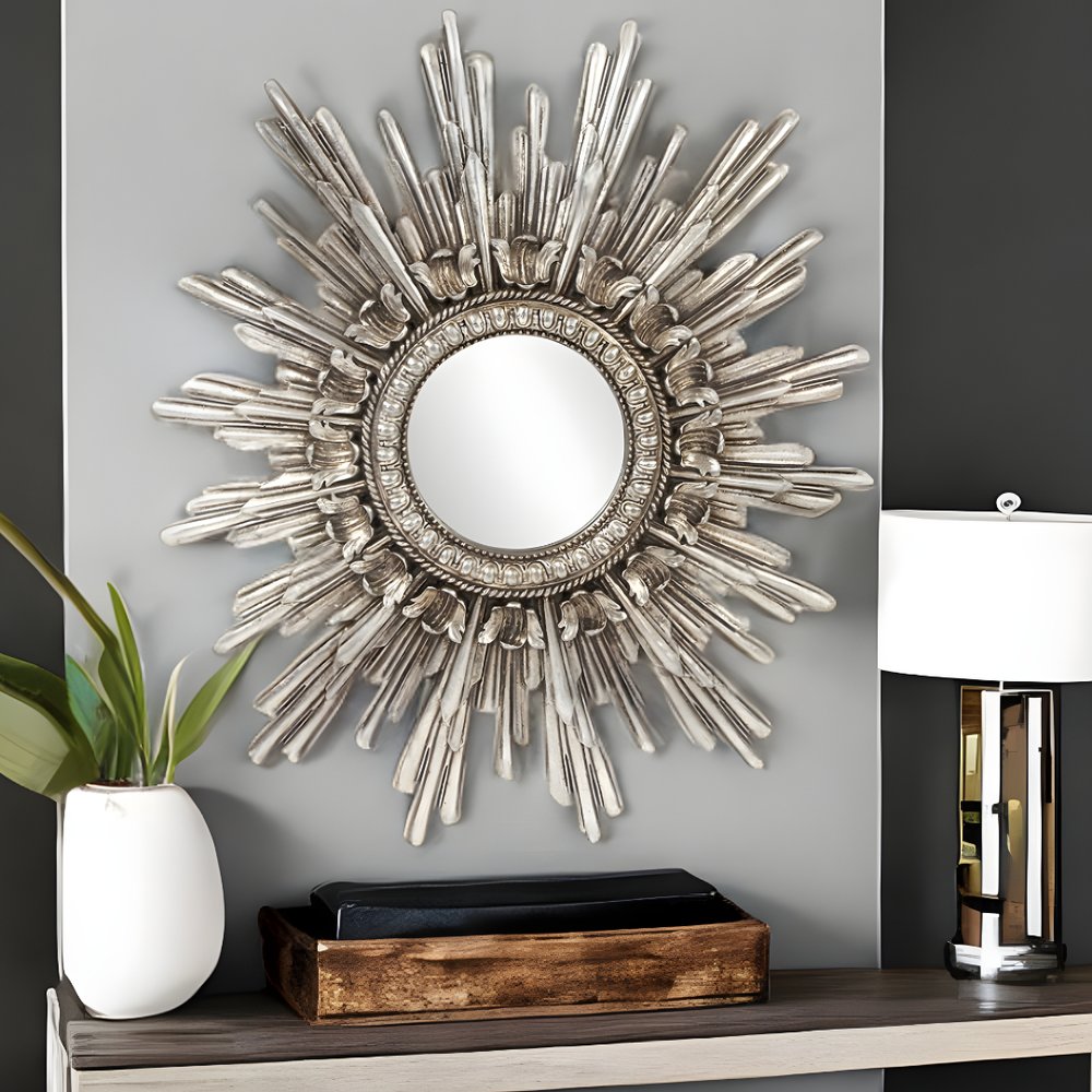 Oval Antiqued Silver Leaf Finish Mirror