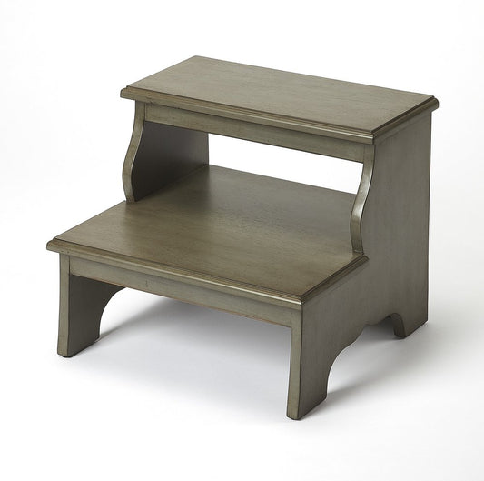 18-inch handcrafted silver satin step stool from HomeRoots, featuring a sturdy ladder design with elegant silver finish.