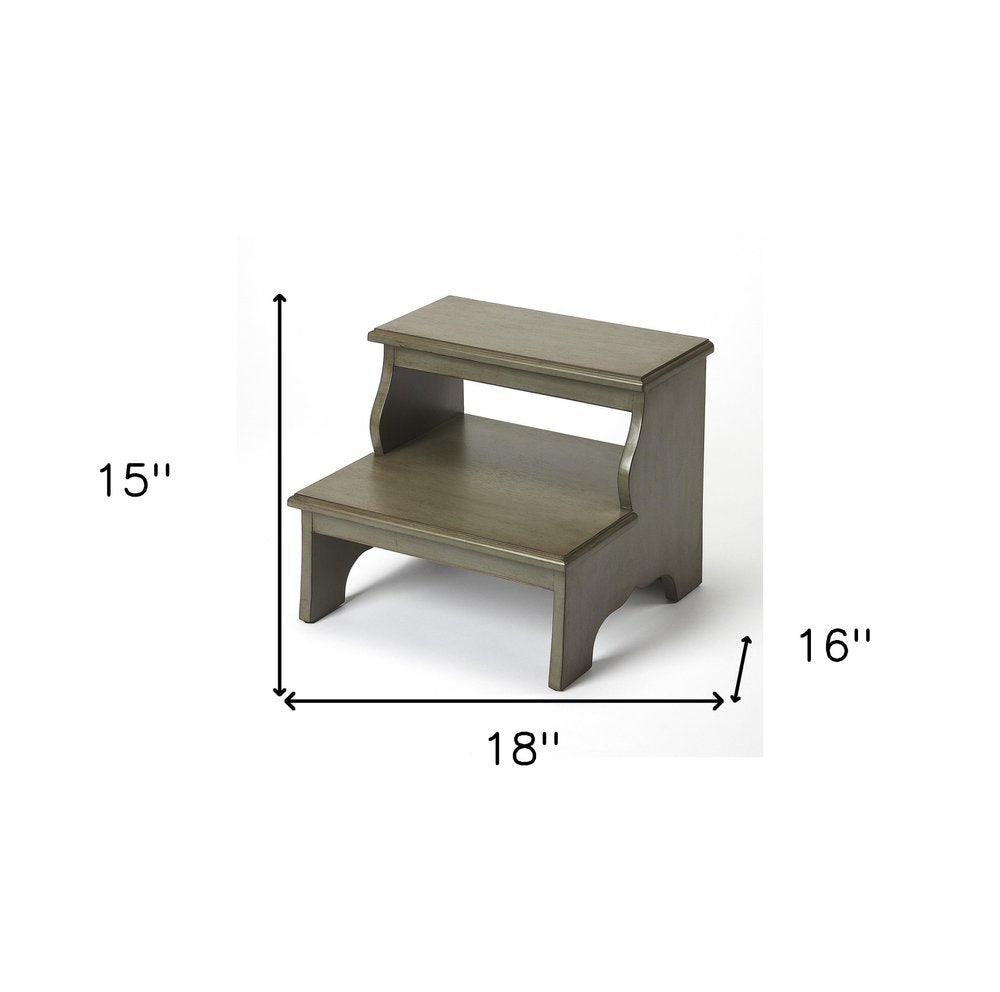 18" Handcrafted Silver Satin Step Stool