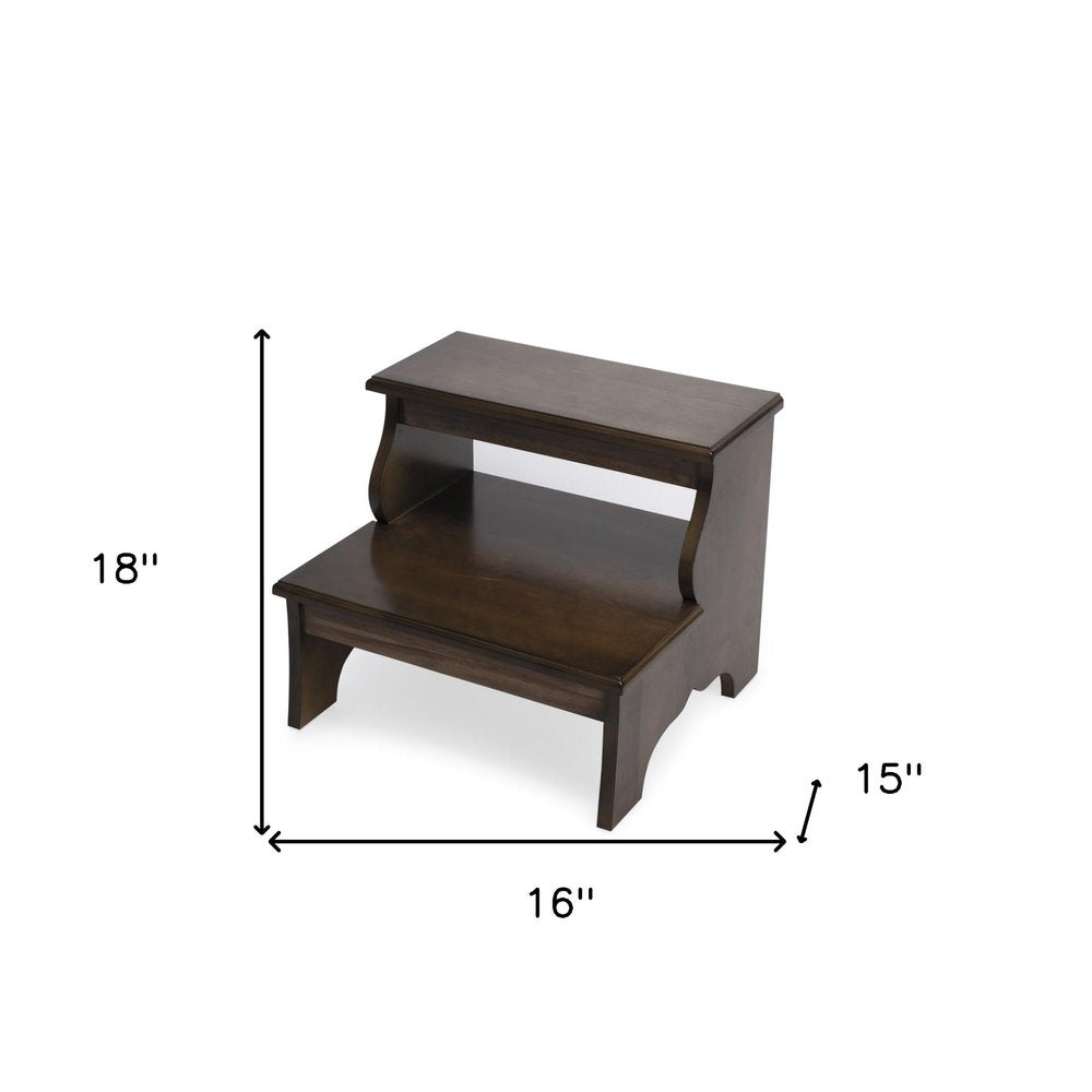 18" Brown Solid Wood Step Stool