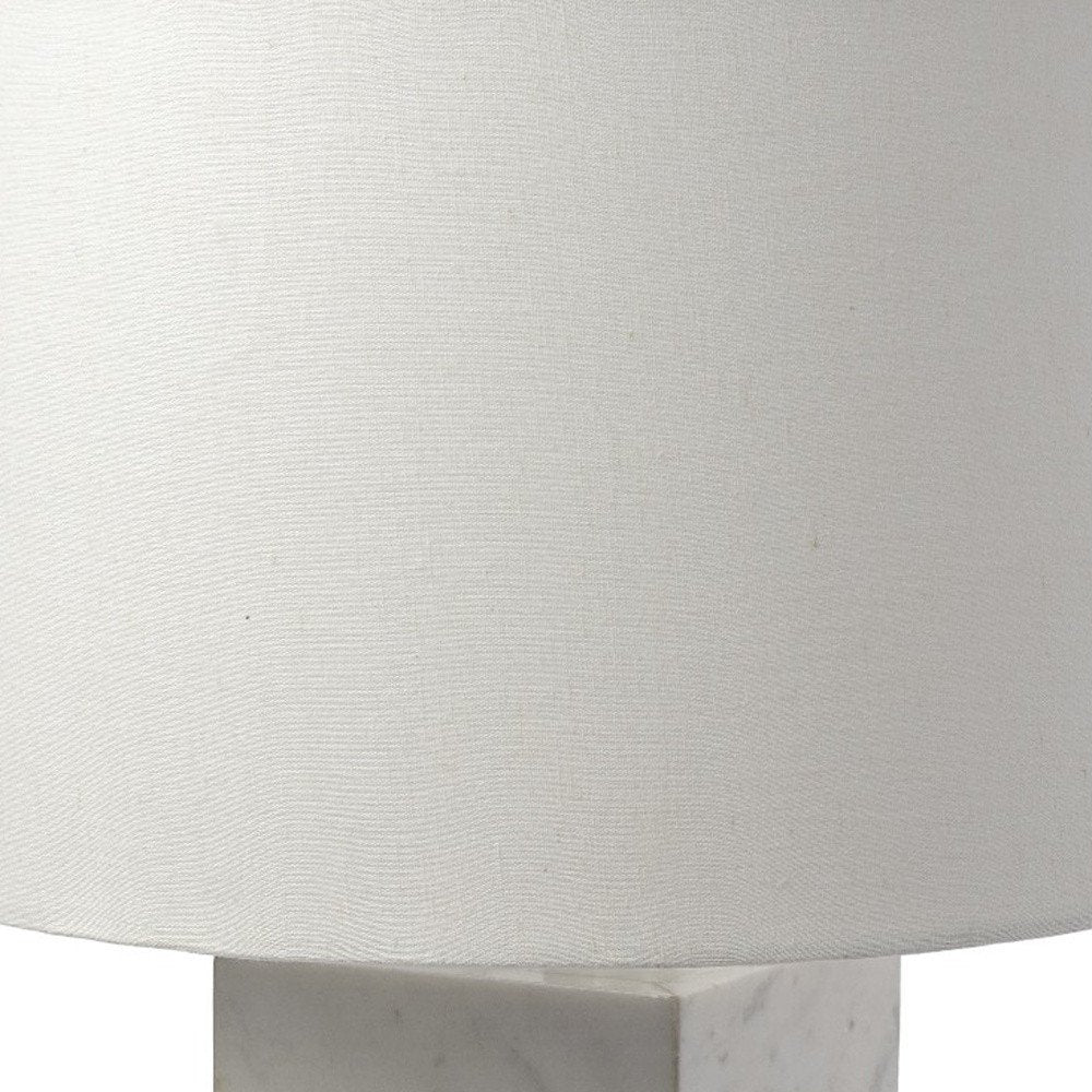 White Marble And Natural Wood Block Table Or Desk Lamp - Anthony & Home
