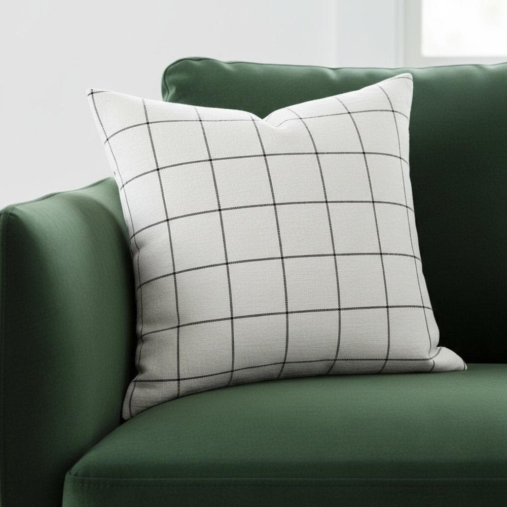 White And Black Grid Square Accent Pillow Cover