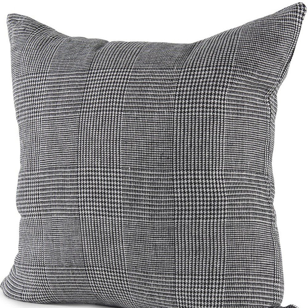 White and black patterned accent throw pillow cover by HomeRoots, featuring a modern geometric design on soft fabric.
