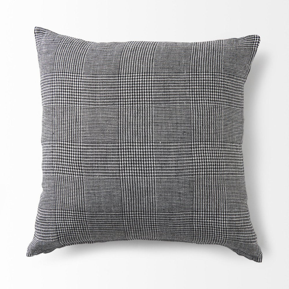 White and black patterned accent throw pillow cover by HomeRoots, featuring a stylish geometric design for modern home decor.