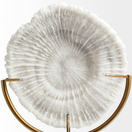 Antiqued gold and white metal and resin coastal sculpture, 12-inch tabletop decorative art by HomeRoots.