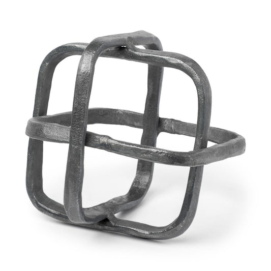 Silver Metal Cubed Shaped Link Sculpture - Anthony & Home