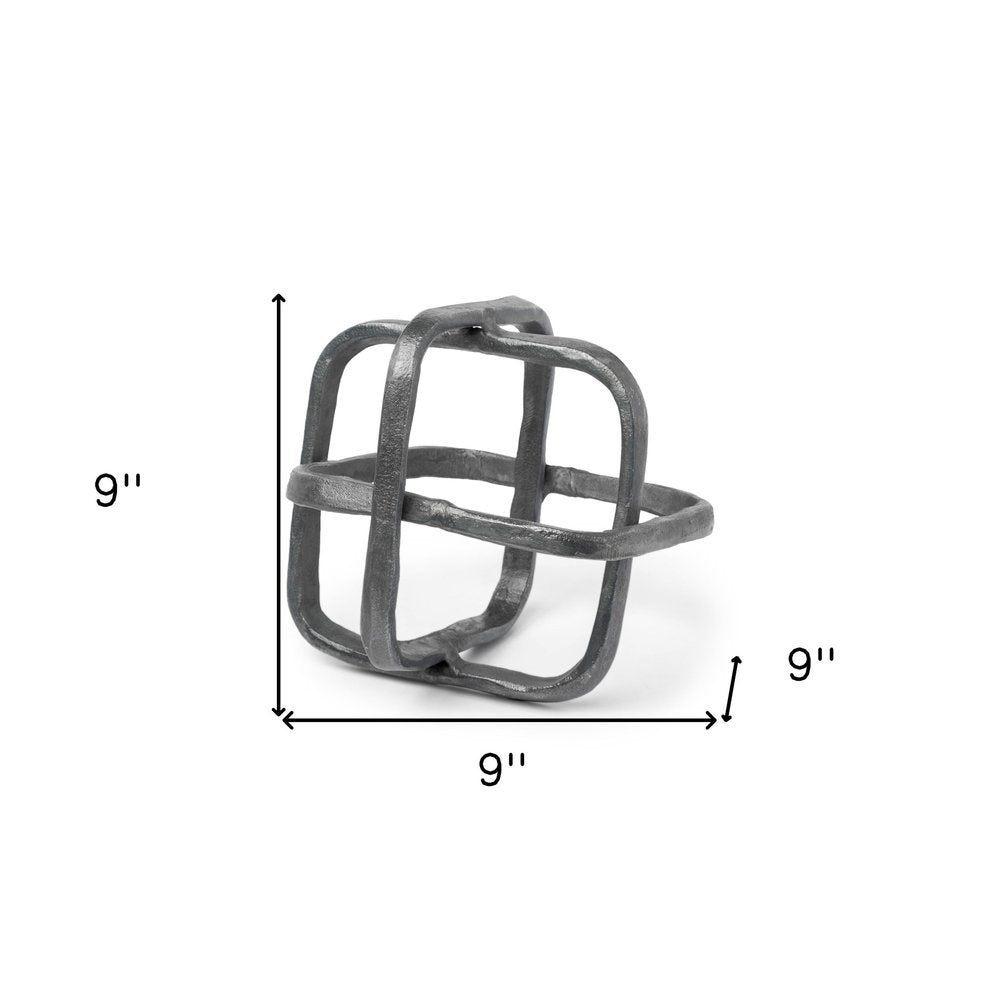 Silver Metal Cubed Shaped Link Sculpture - Anthony & Home