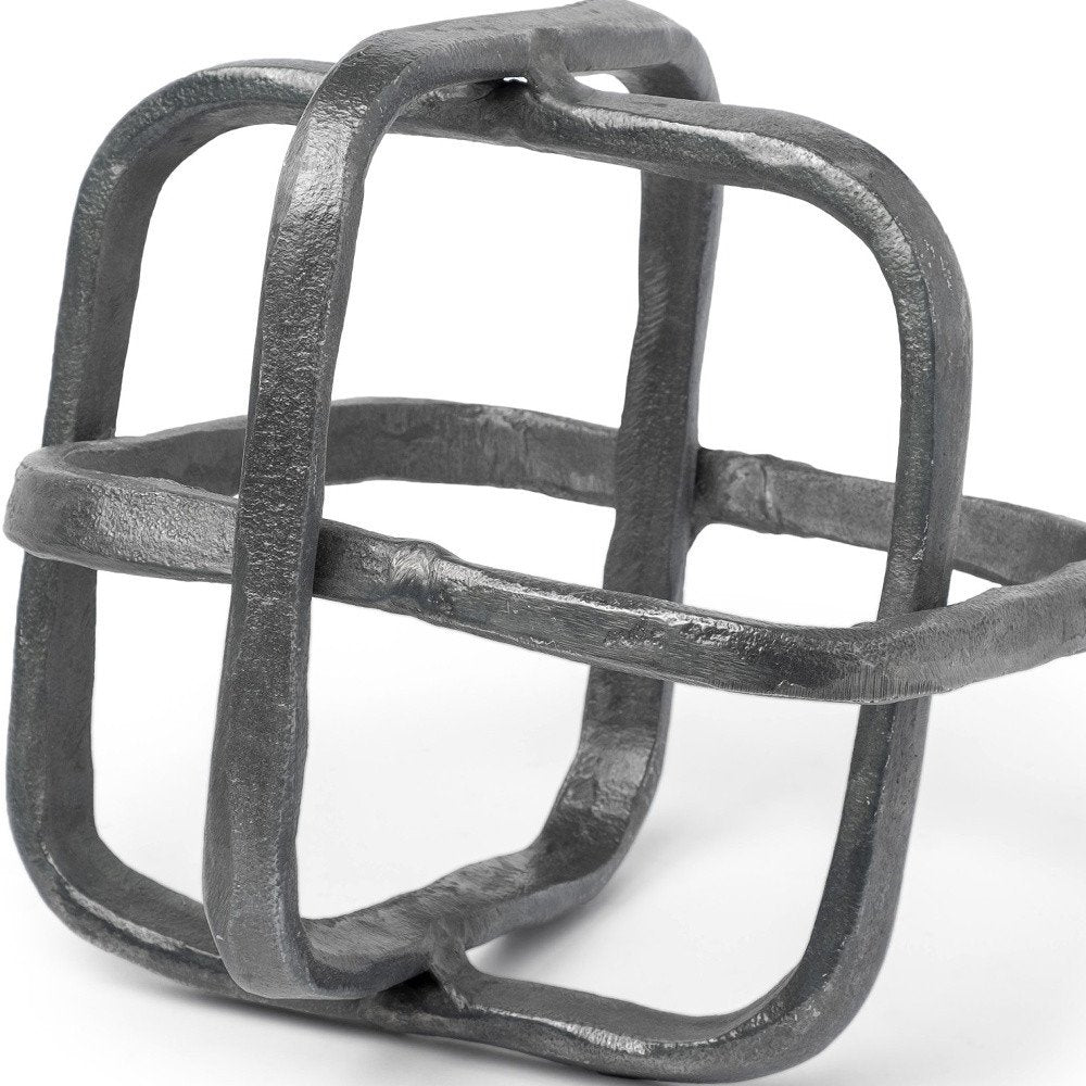 Silver Metal Cubed Shaped Link Sculpture - Anthony & Home