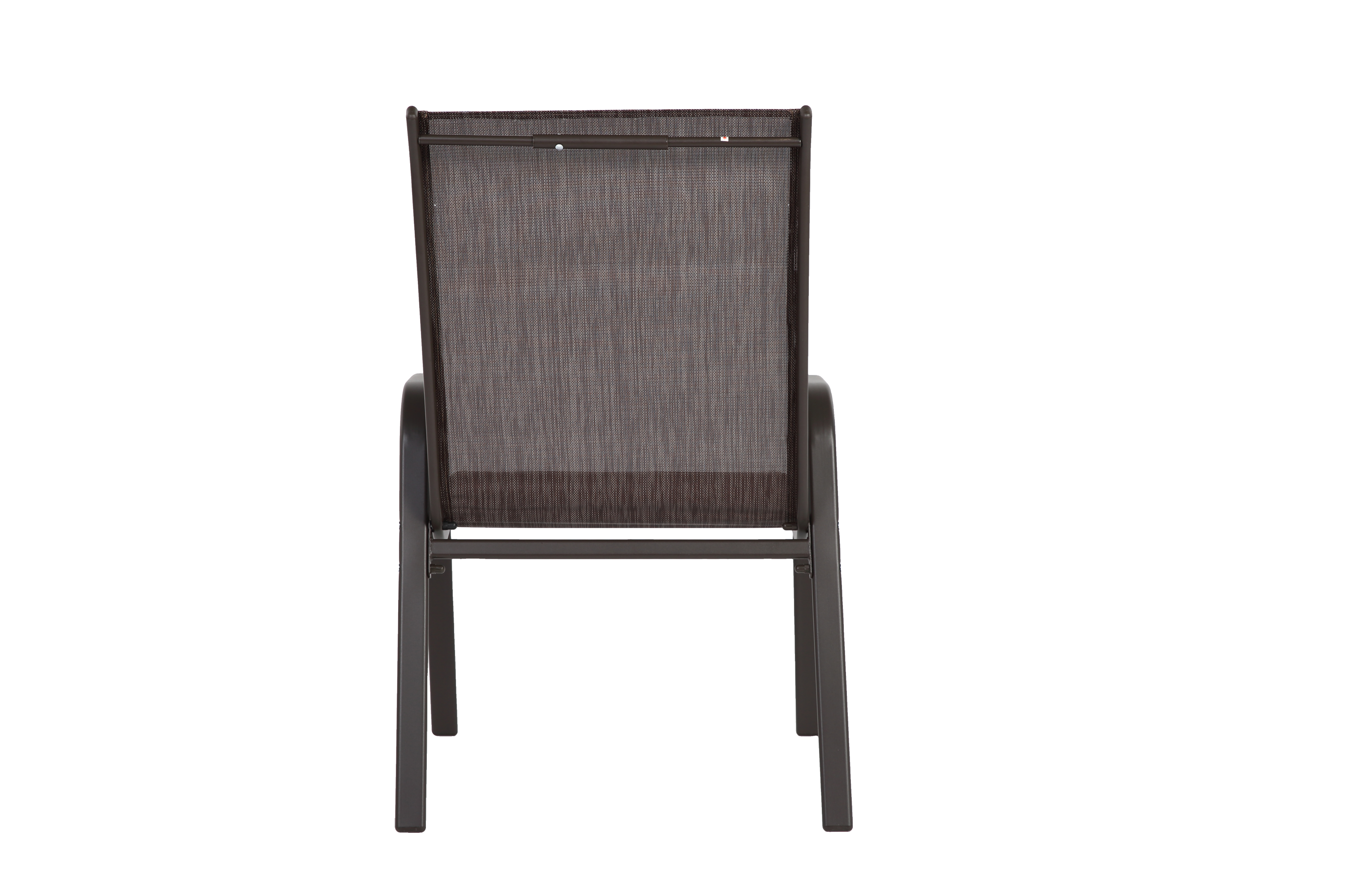 Set of six Anthony & Home Textilene patio chairs with high backs in brown, ideal for outdoor seating and dining areas.