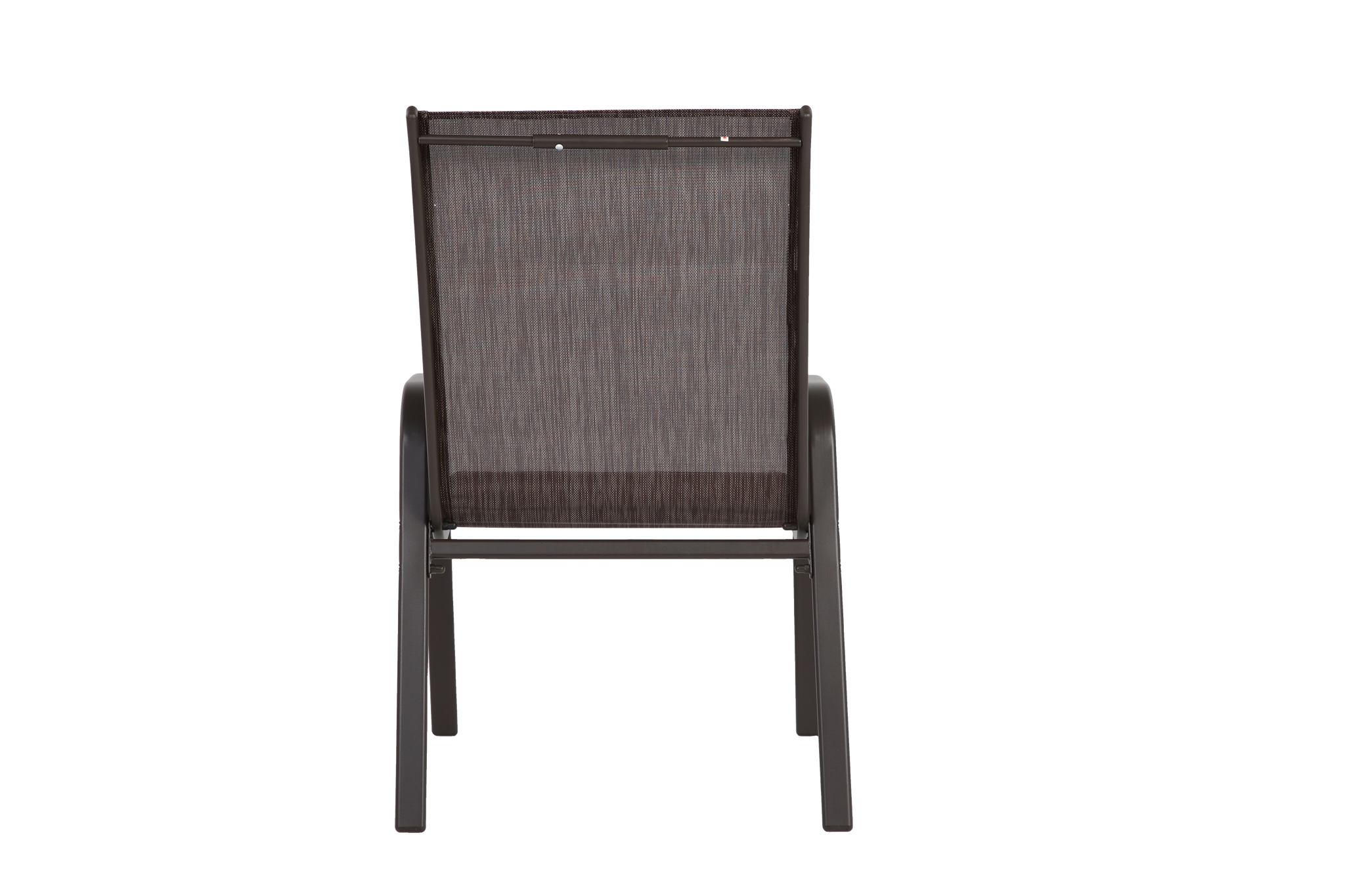 Set of six Anthony & Home Textilene patio chairs with high backs in brown, ideal for outdoor seating and dining areas.