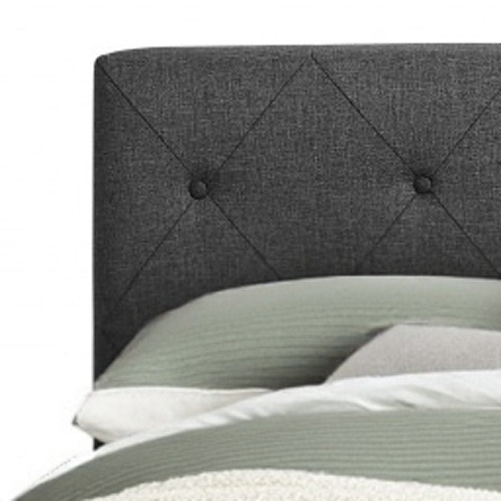 Gray Tufted Upholstered Queen Bed Frame