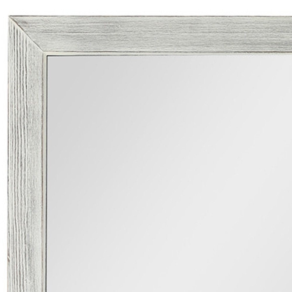 Brushed White Wooden Mirror