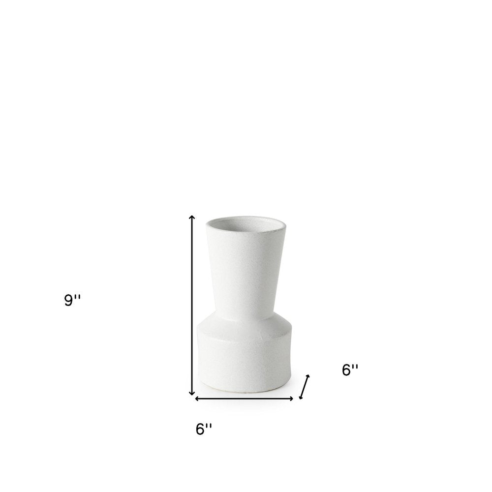 9" White Abstract Cylinder Ceramic Table Vase