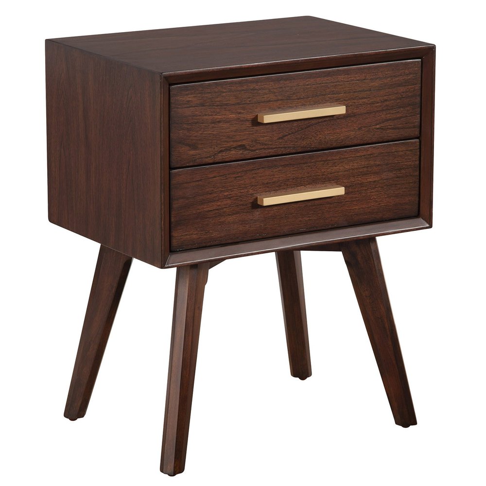 25" Solid Wood and Wood Two Drawer Nightstand