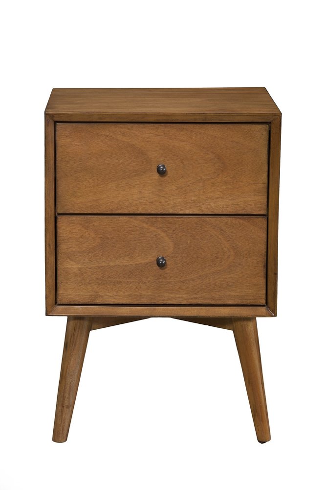 26" Solid Wood and Wood Two Drawer Nightstand