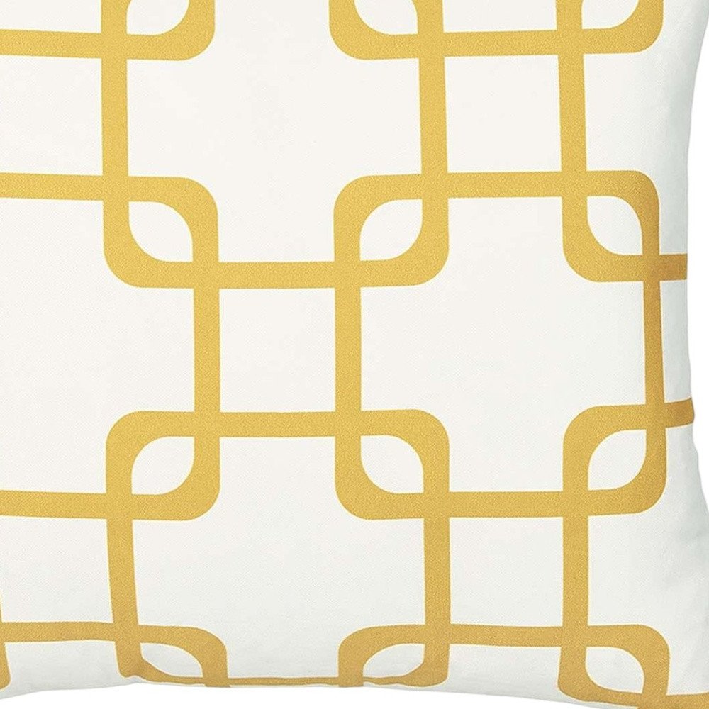 Yellow and White Grid Geometric Throw Pillow