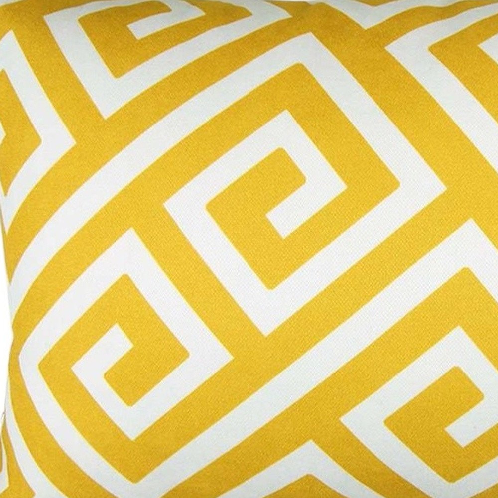 Yellow Greek Key Pattern Lumbar Throw Pillow