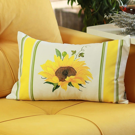 12" X 20" Yellow And White Lumbar Floral Throw Pillow - Anthony & Home