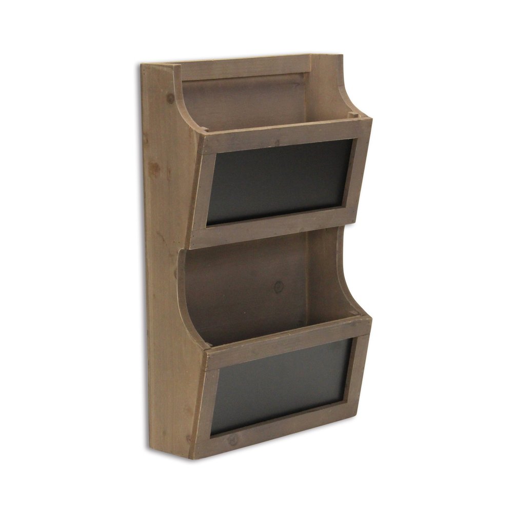Set of Two Brown Solid Wood File Organizer