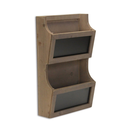 Set of Two Brown Solid Wood File Organizer