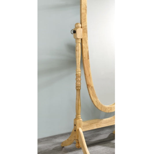 59.25 Tall Standing Wooden Floor Mirror Natural Finish Oval