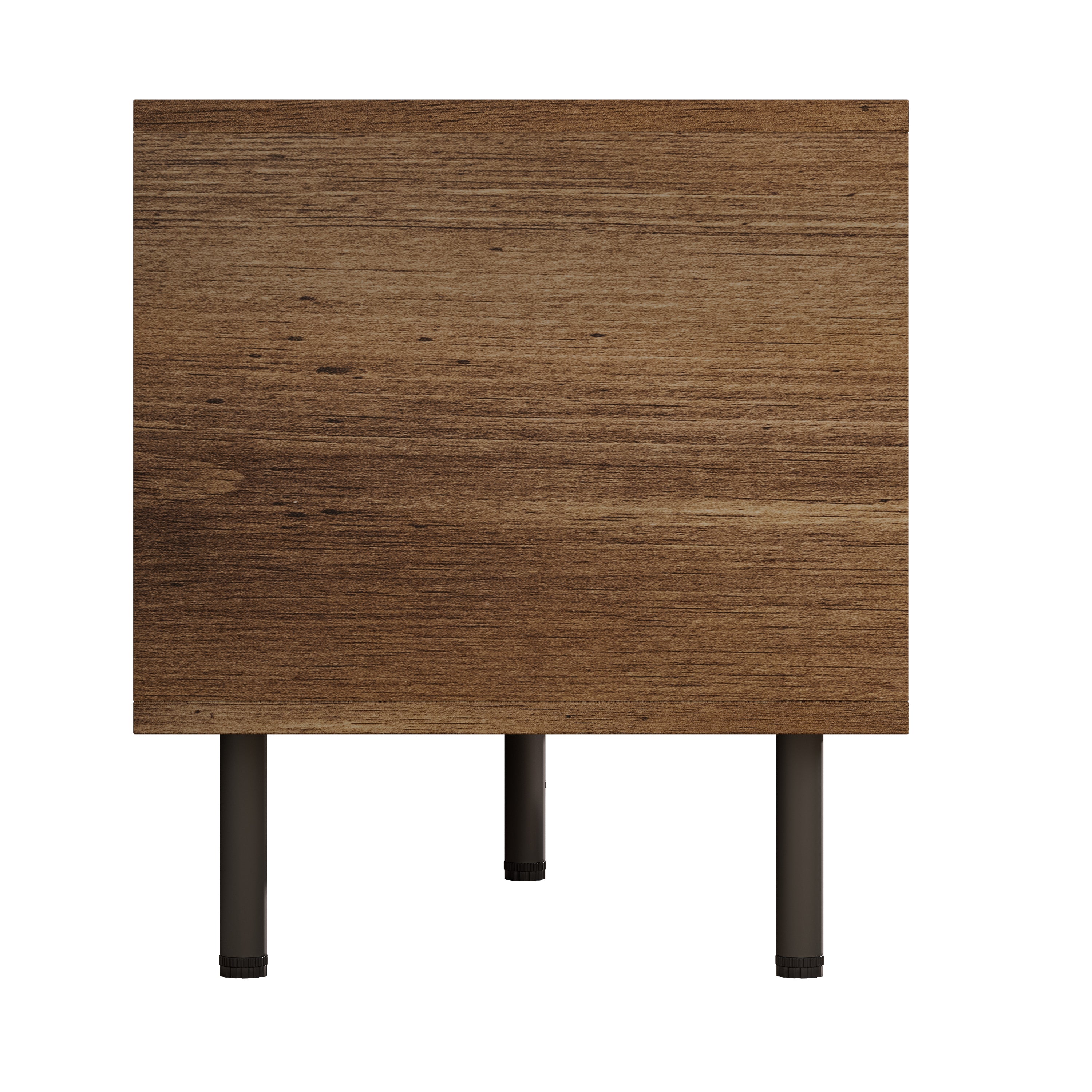 Mid-century Anthony & Home TV stand with natural finish, two drawers, and sleek modern design for studio living rooms.